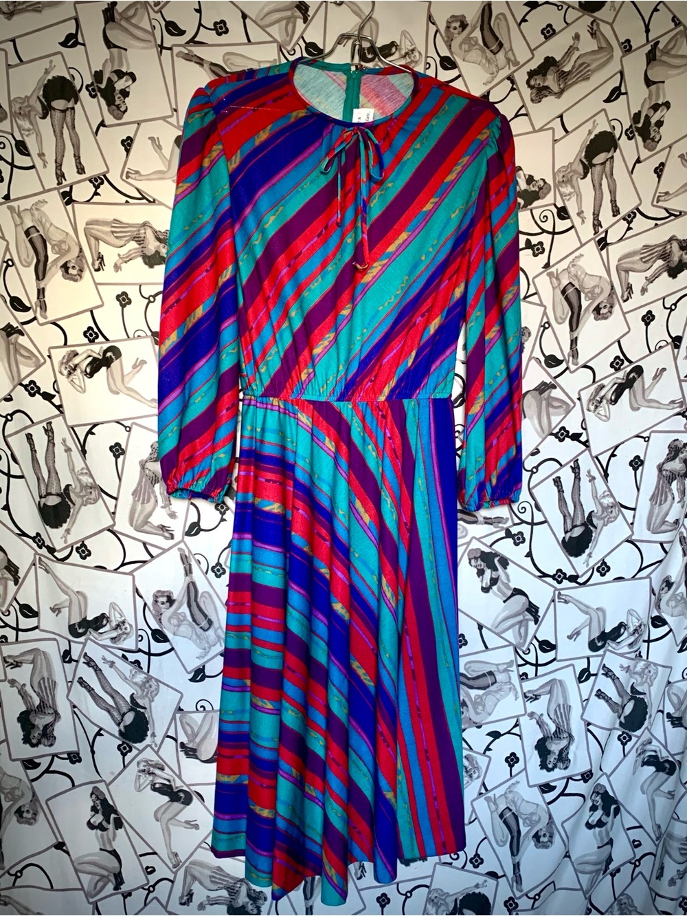 Vintage 80s Striped Jersey Dress